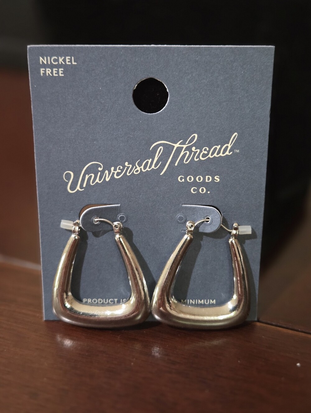 Universal Thread Nickel Free silver-tone rounded triangle hoop earrings NEW
